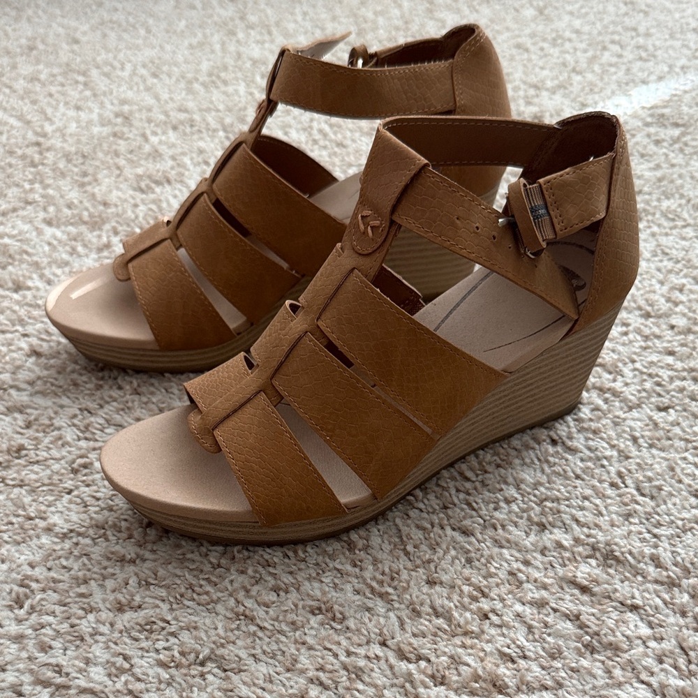 Dr. Scholl's Brown Strappy Wedge Sandals